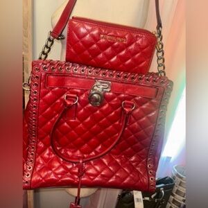 Michael Kors Red Quilted Shoulder Bag